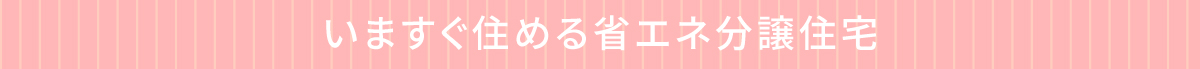 いますぐ住める省エネ分譲住宅