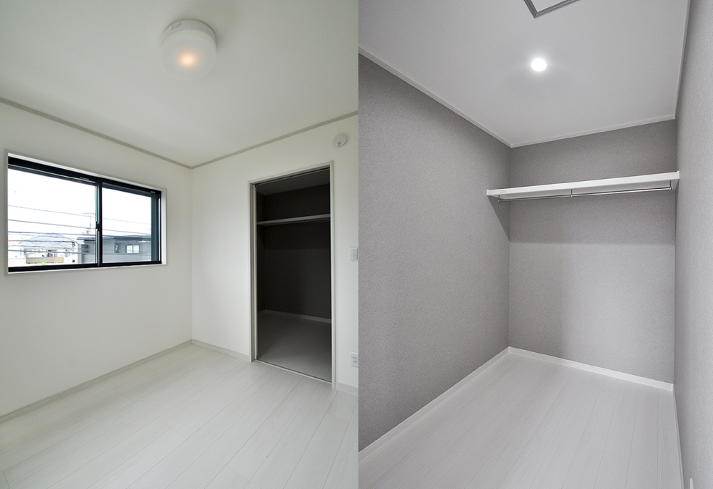 大容量のウォークインクローゼットのある個室