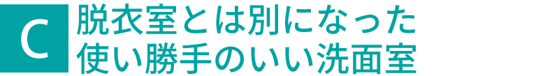 脱衣室とは別になった使い勝手のいい洗面室