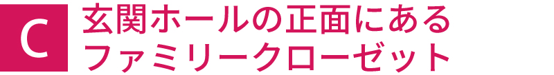 玄関ホールの正面にあるファミリークローゼット