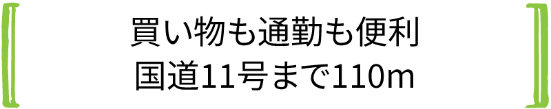 買い物も通勤も便利 国道11号まで110m