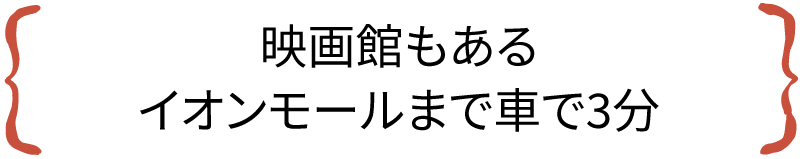 映画館もあるイオンモールまで車で3分