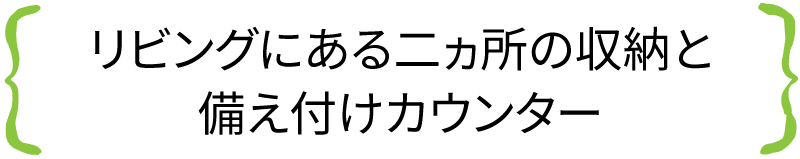 リビングにある二カ所の収納と備え付けカウンター