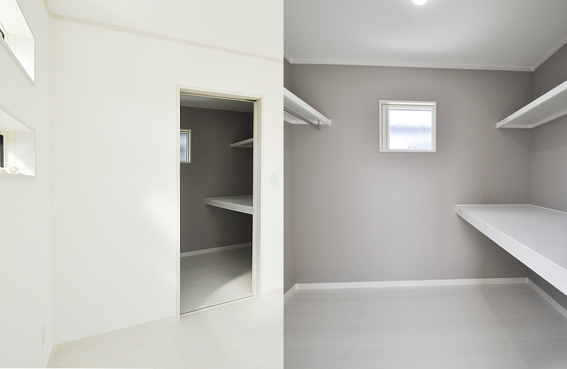 押入とクローゼットが合体ウォークインクローゼット