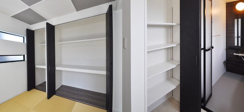 使い勝手のいい棚のある収納
