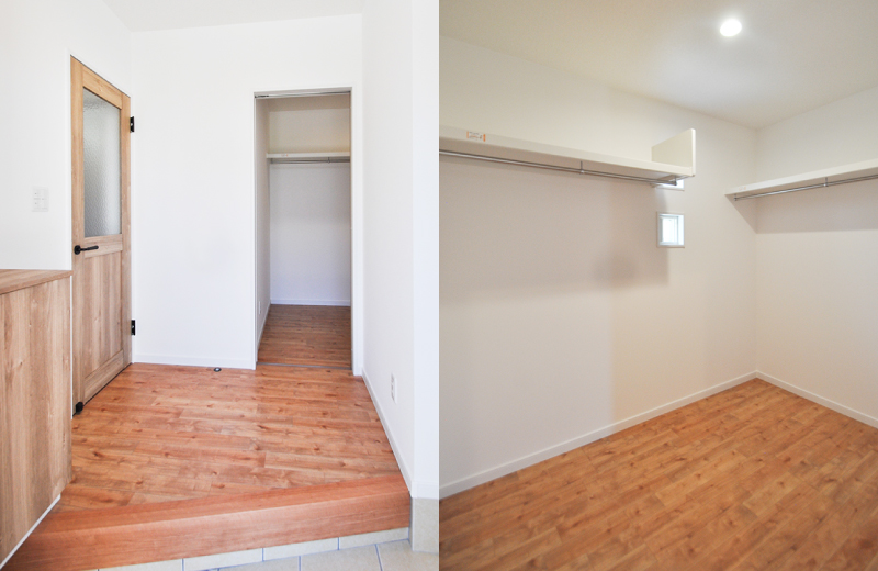 ナチュラル玄関とファミリークローゼット